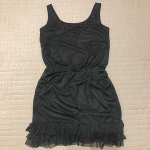Xhileration | Charcoal Dress w/Tulle Ruffle Bottom